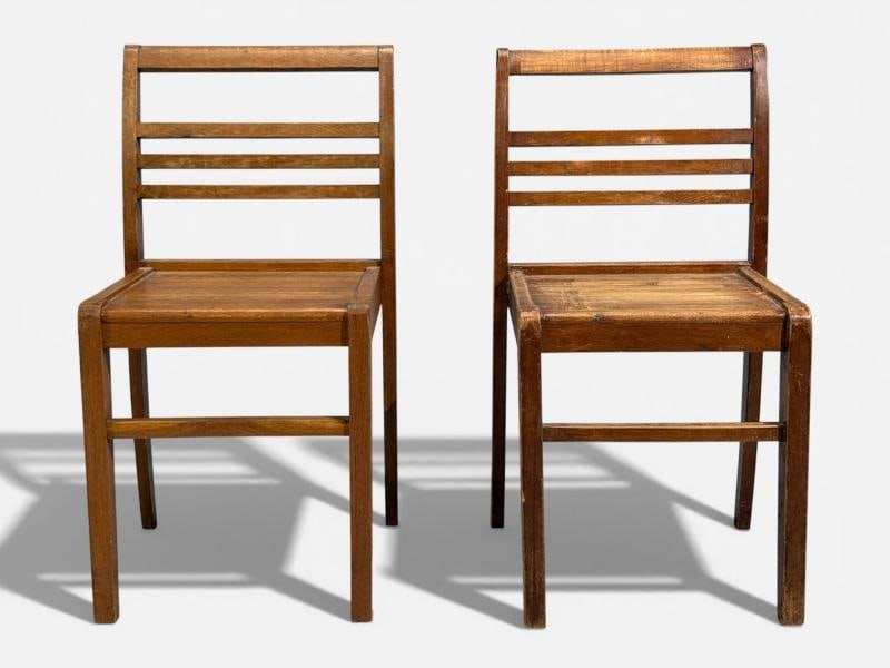Rene Gabriel, Reconstruction Era Dining Chairs, Beech Wood, France, 1940s - 6