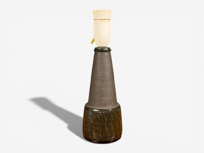 Nils Kähler, Table Lamp, Green Ceramic, Textile, Denmark, 1960s - 4