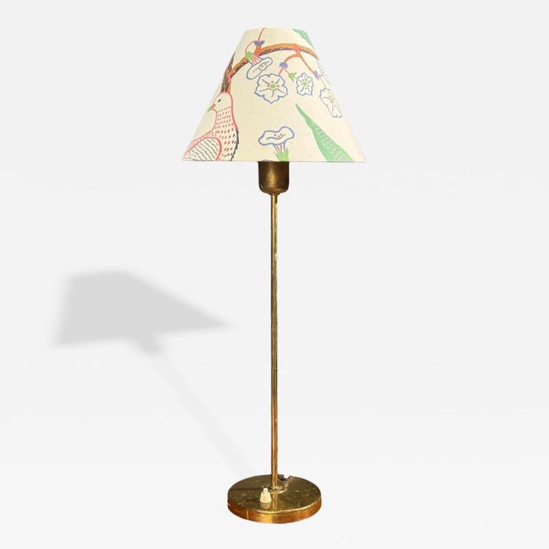 Karlskrona Lampfabrik, Table Lamp, Brass, Josef Frank Fabric, Sweden, 1940s (1 of 10)