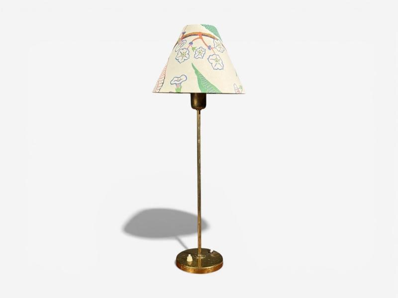 Karlskrona Lampfabrik, Table Lamp, Brass, Josef Frank Fabric, Sweden, 1940s - 2