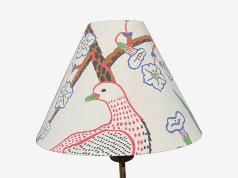 Karlskrona Lampfabrik, Table Lamp, Brass, Josef Frank Fabric, Sweden, 1940s - 6