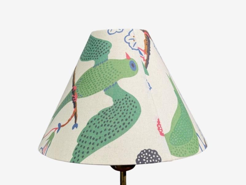 Karlskrona Lampfabrik, Table Lamp, Brass, Josef Frank Fabric, Sweden, 1940s - 7