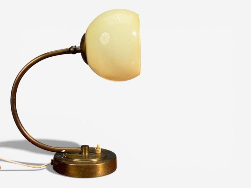 European Modern, Desk Lamp, Brass, Glass, Europe, 1970s - 4