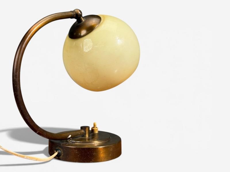 European Modern, Desk Lamp, Brass, Glass, Europe, 1970s - 5