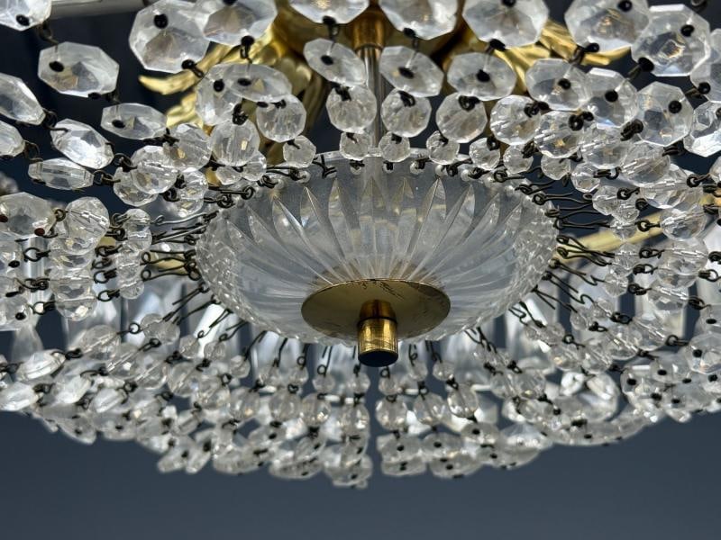 Neoclassical, Basket Pendant Light, Bronze, Crystal, France, 20th c. - 12
