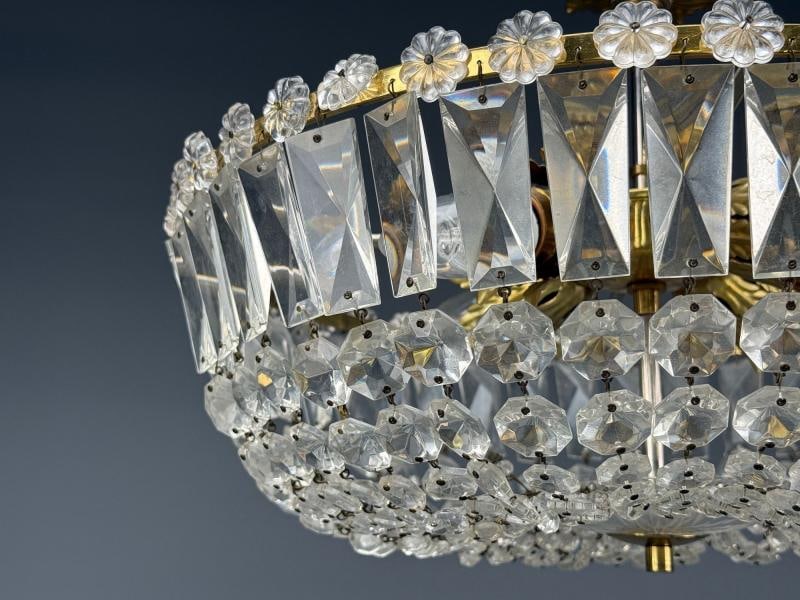 Neoclassical, Basket Pendant Light, Bronze, Crystal, France, 20th c. - 5