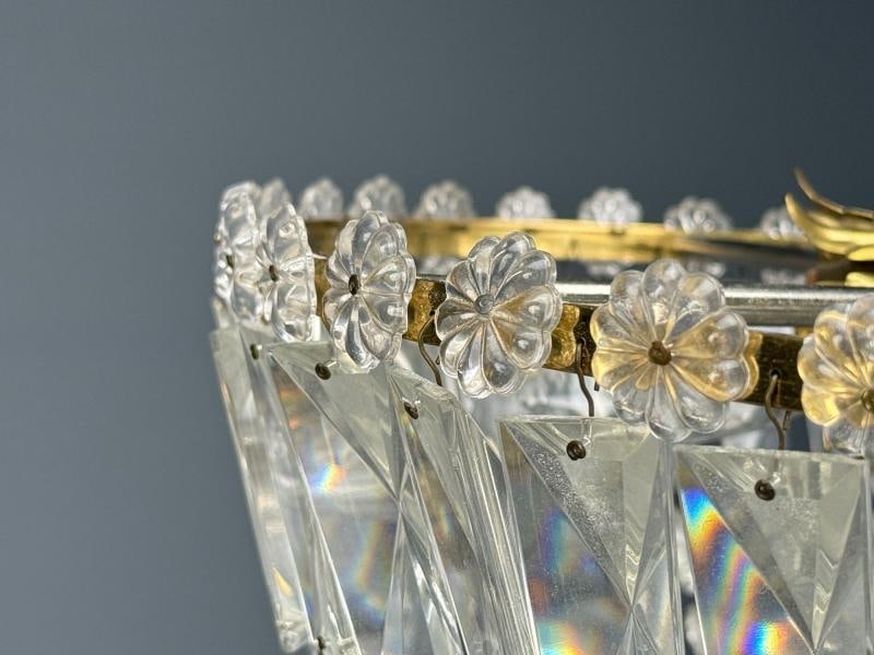 Neoclassical, Basket Pendant Light, Bronze, Crystal, France, 20th c. - 9