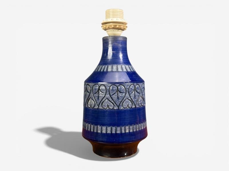 Italian Modern, Table Lamp, Cobalt Blue Ceramic, Italy, 1960s - 5