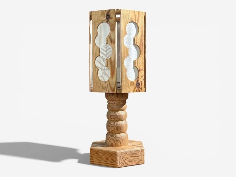 Swedish Modern, Table Lamp, Pine, Fabric, Sweden, 1940s - 2