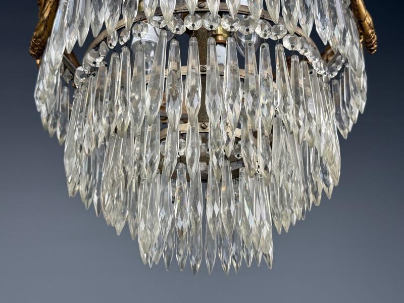 French Louis XVI, Chandelier, Dore Bronze, Crystal, France, 19th Century - 5