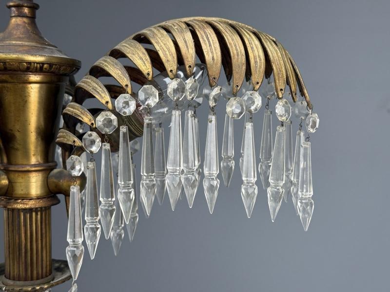 Maison Jansen Style, Palm Leaf Chandelier, Gilt Bronze, Crystal, France, 1940s - 7