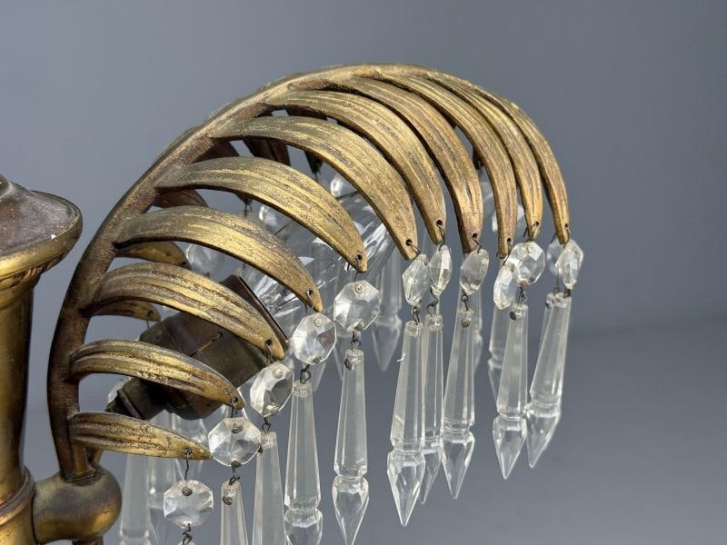 Maison Jansen Style, Palm Leaf Chandelier, Gilt Bronze, Crystal, France, 1940s - 9