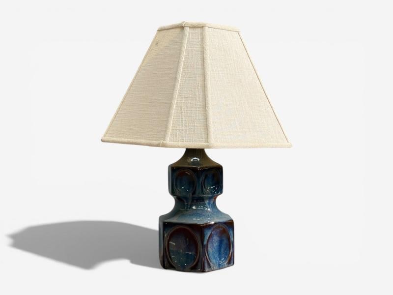 Einar Johansen, Table Lamp, Blue Glazed Ceramic, Denmark, 1960s - 6