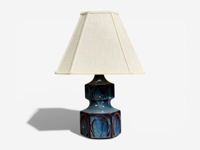 Einar Johansen, Table Lamp, Blue Glazed Ceramic, Denmark, 1960s - 9