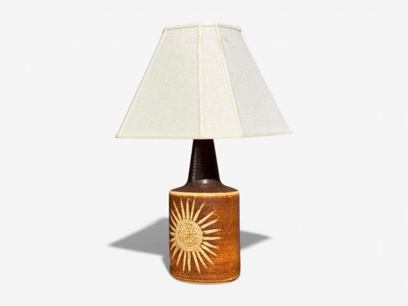 Søholm Stentøj, Table Lamp, Brown Glazed Stoneware, Denmark, 1960s - 2