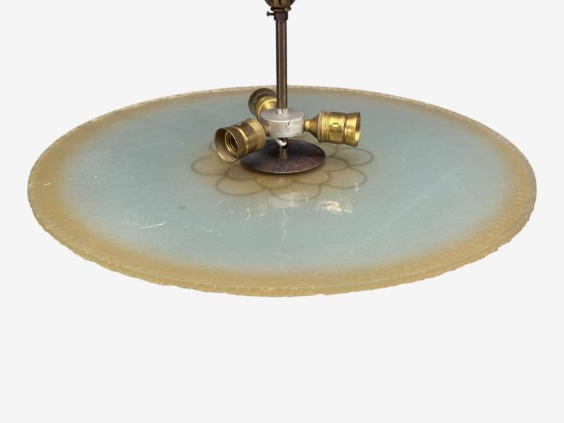Swedish Modern, Pendant Light, Raw Glass, Wood, Sweden, 1940s - 7