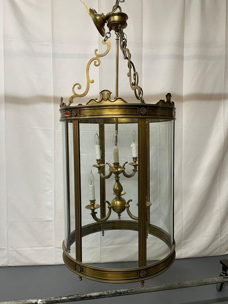 Large 19th Century Solid Bronze Gothic Lantern, Six Lights, Circular - 2