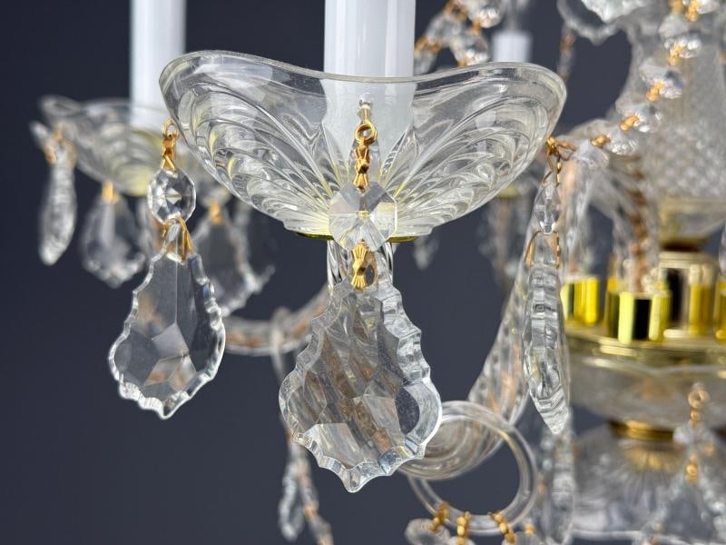 Venetian Style, Large Chandeliers, Brass, Crystal, Italy, 1960s - 12