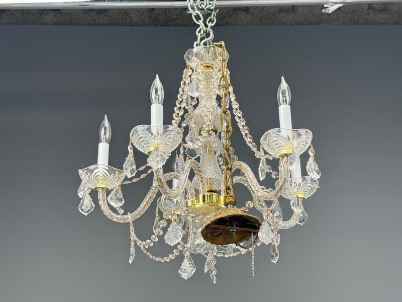Venetian Style, Large Chandeliers, Brass, Crystal, Italy, 1960s - 4
