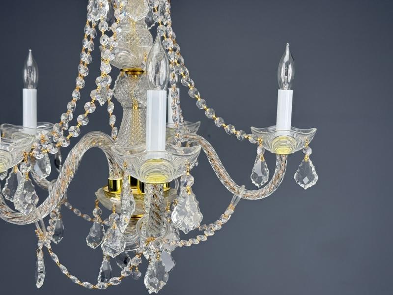 Venetian Style, Large Chandeliers, Brass, Crystal, Italy, 1960s - 5