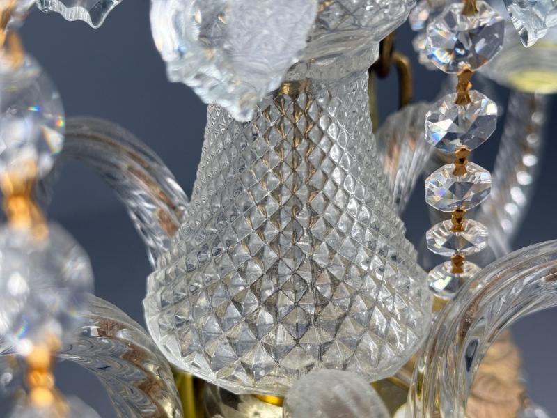 Venetian Style, Large Chandeliers, Brass, Crystal, Italy, 1960s - 8