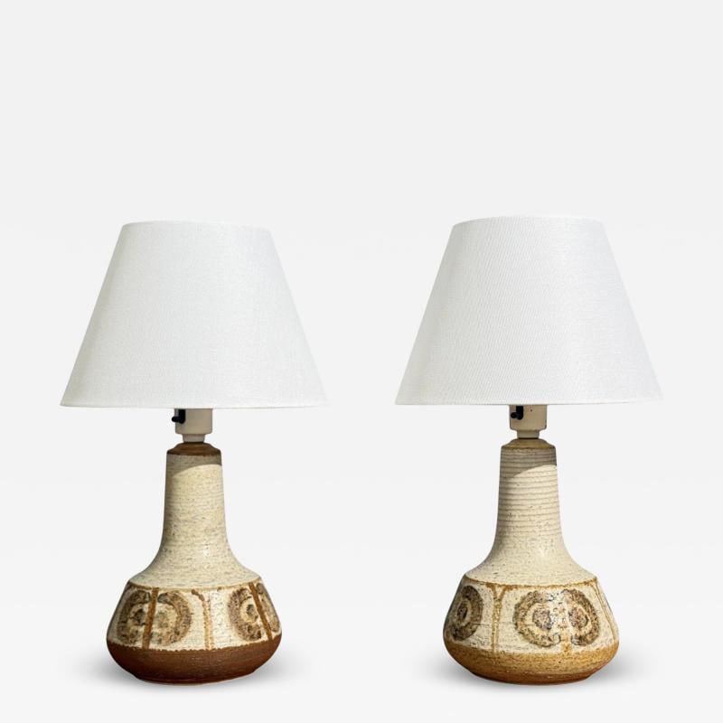 Svend Aage Jensen, Table Lamps, Beige Stoneware, Denmark, 1960s (1 of 11)
