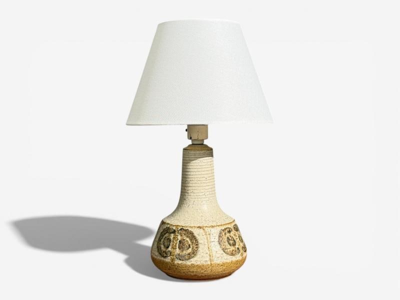 Svend Aage Jensen, Table Lamps, Beige Stoneware, Denmark, 1960s - 4