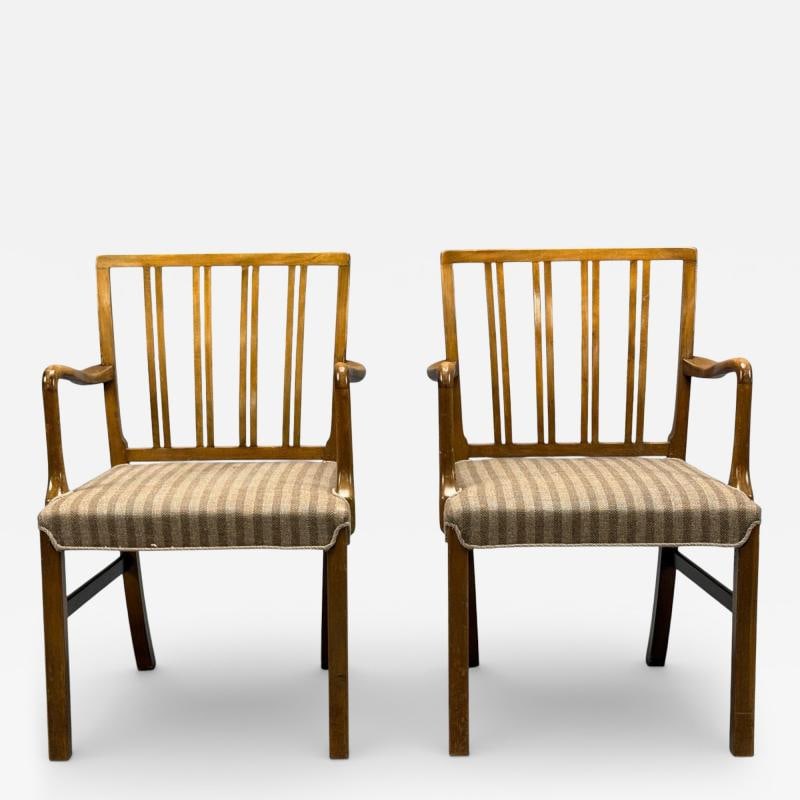 Ole Wanscher, Armchairs, Beech, Fabric, Denmark, 1940s (1 of 12)