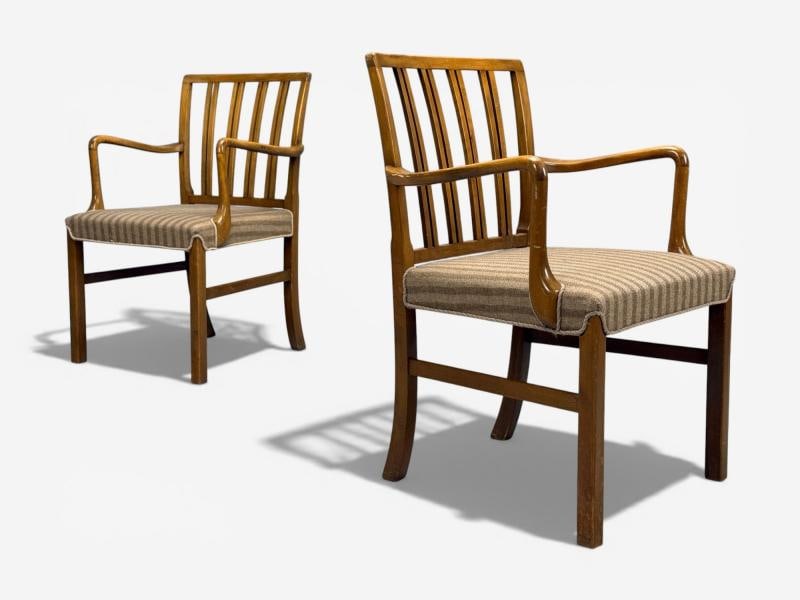 Ole Wanscher, Armchairs, Beech, Fabric, Denmark, 1940s - 2
