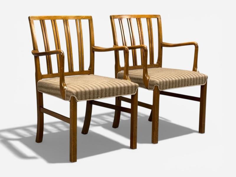 Ole Wanscher, Armchairs, Beech, Fabric, Denmark, 1940s - 3