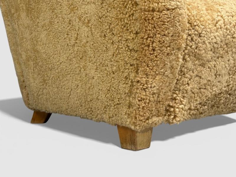 Finnish Modern, Organic Lounge Chairs, Shearling, Wood, Finland, 1940s - 10