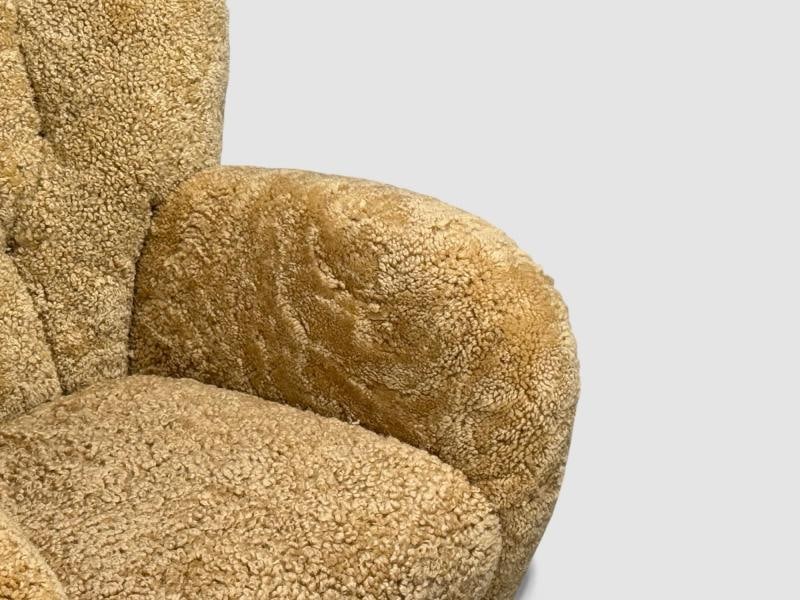 Finnish Modern, Organic Lounge Chairs, Shearling, Wood, Finland, 1940s - 7