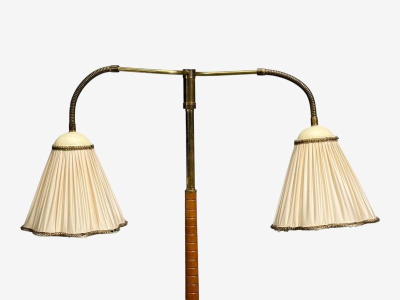 Swedish Modern, Organic Floor Lamp, Brass, Wood, Sweden, 1940s - 2