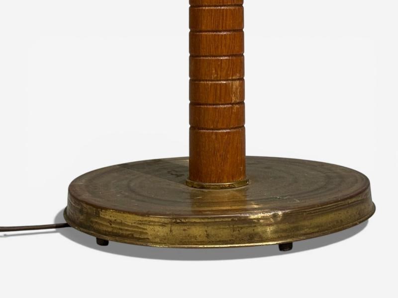 Swedish Modern, Organic Floor Lamp, Brass, Wood, Sweden, 1940s - 7
