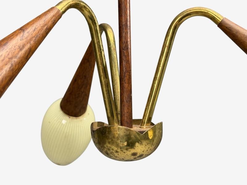 Swedish Modern, Pendant Light, Brass, Wood, Glass, Sweden, 1920s - 7