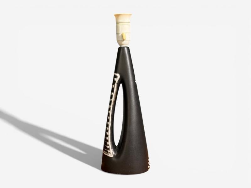 Søholm Stentoj, Table Lamp, Black Stoneware, Denmark, 1950s - 4