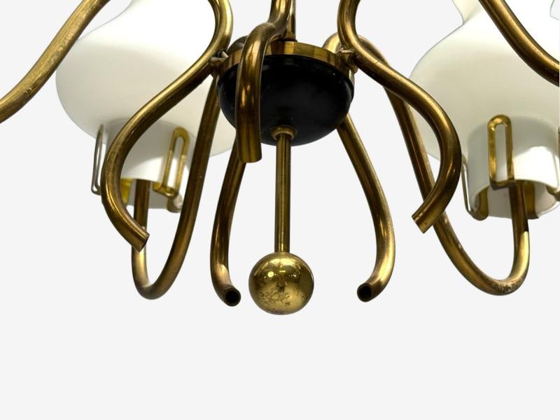 Swedish Modern, Pendant Light, Brass, Opal Glass, Sweden, 1950s - 5