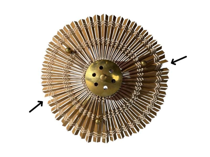 Valinte Oy, Wall Lights, Polished Brass, Frosted Glass, Rattan, Finland, 1950s - 11