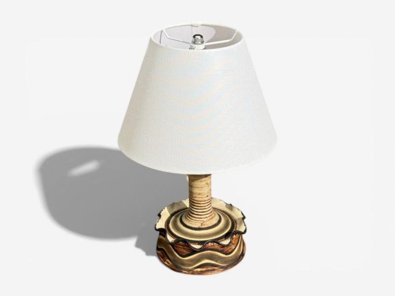 Jette Hellerøe, Table Lamp, Beige Ceramic, Denmark, 1970s - 10