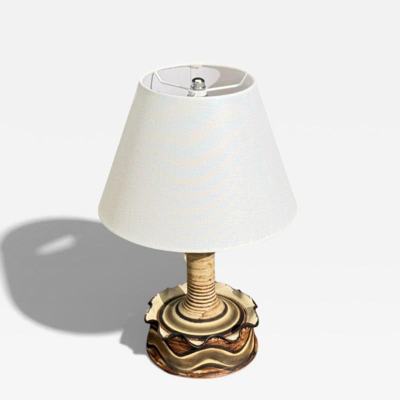 Jette Hellerøe, Table Lamp, Beige Ceramic, Denmark, 1970s (1 of 10)