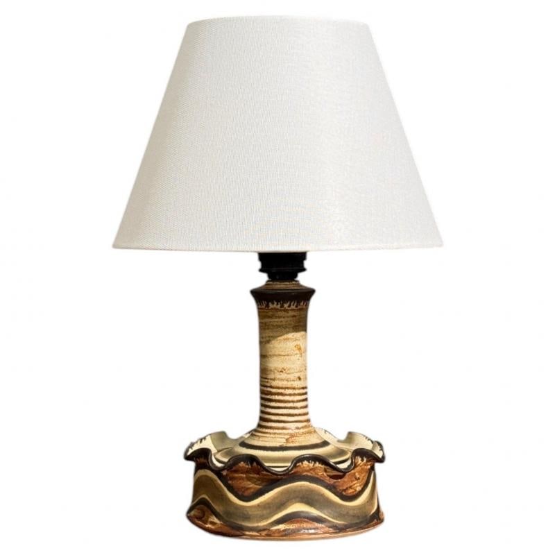 Jette Hellerøe, Table Lamp, Beige Ceramic, Denmark, 1970s - 2