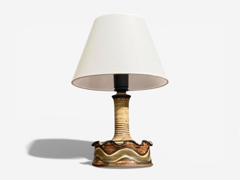 Jette Hellerøe, Table Lamp, Beige Ceramic, Denmark, 1970s - 3