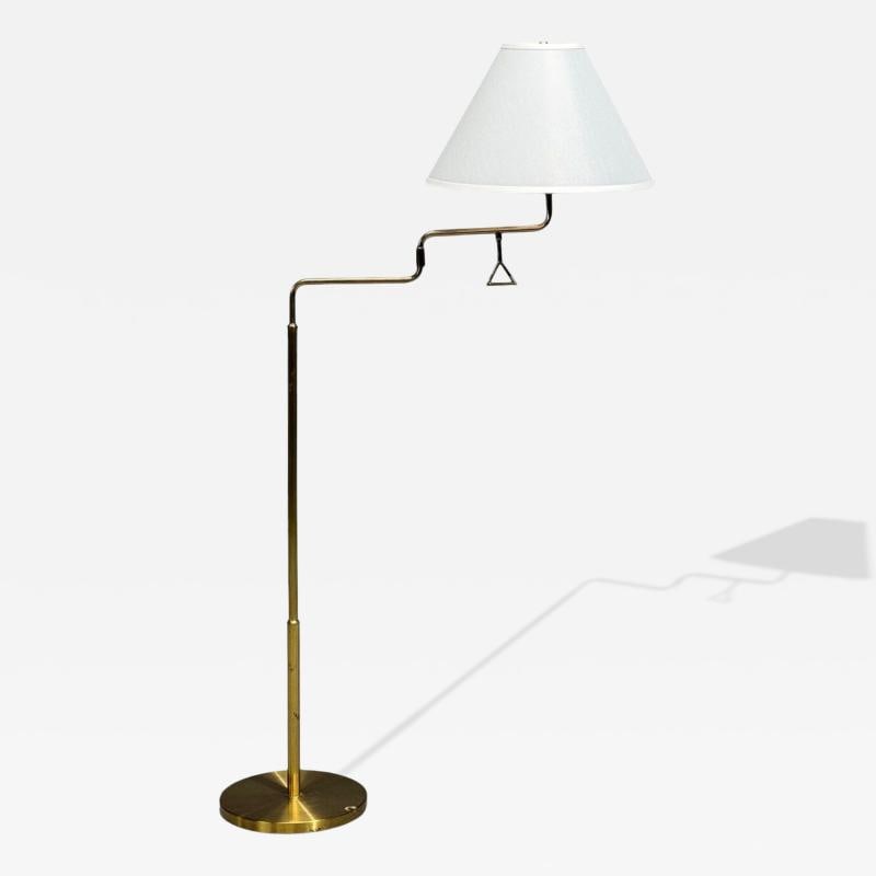 Armaturhantverk Göteborg, Articulating Floor Lamp, Brass, Fabric, Sweden, 1960s (1 of 11)