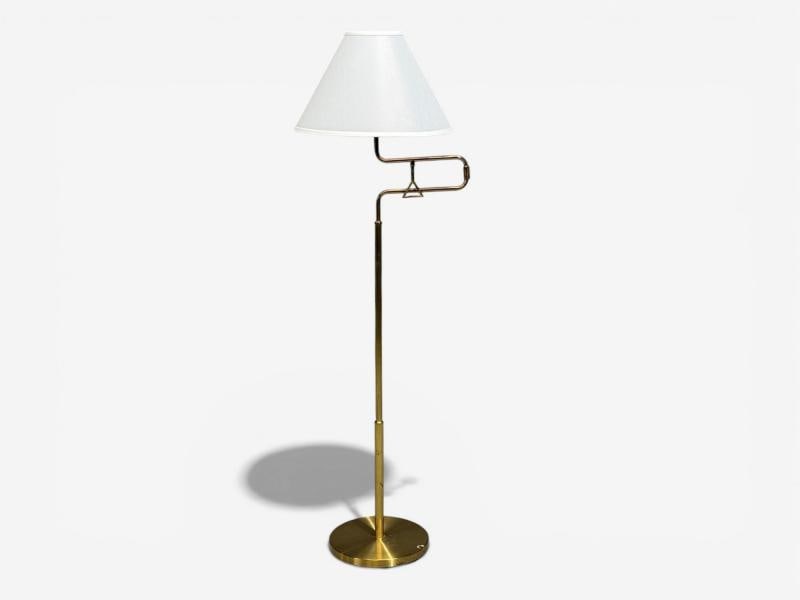 Armaturhantverk Göteborg, Articulating Floor Lamp, Brass, Fabric, Sweden, 1960s - 3