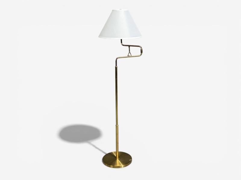 Armaturhantverk Göteborg, Articulating Floor Lamp, Brass, Fabric, Sweden, 1960s - 7