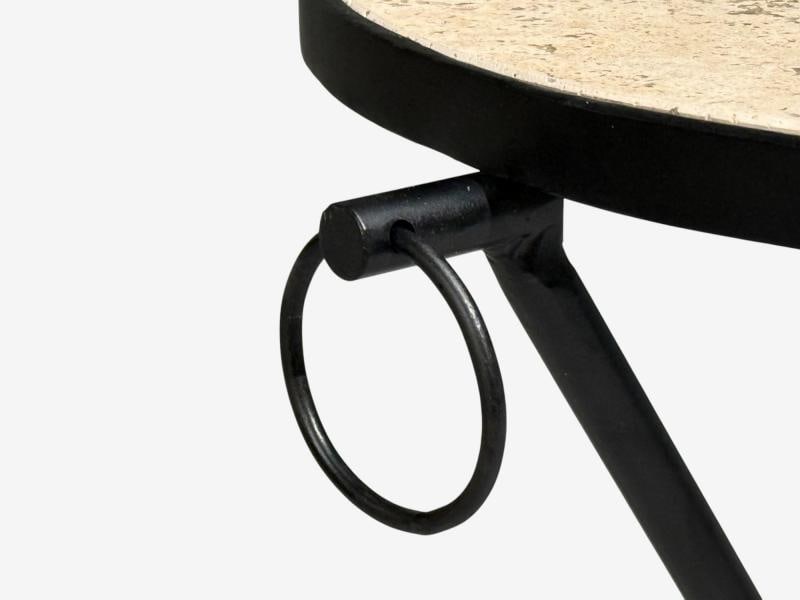 Jean-Michel Frank Style, Side Tables, Iron, Travertine, 20th c. - 4