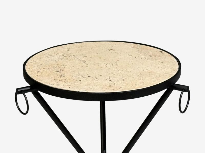 Jean-Michel Frank Style, Side Tables, Iron, Travertine, 20th c. - 6
