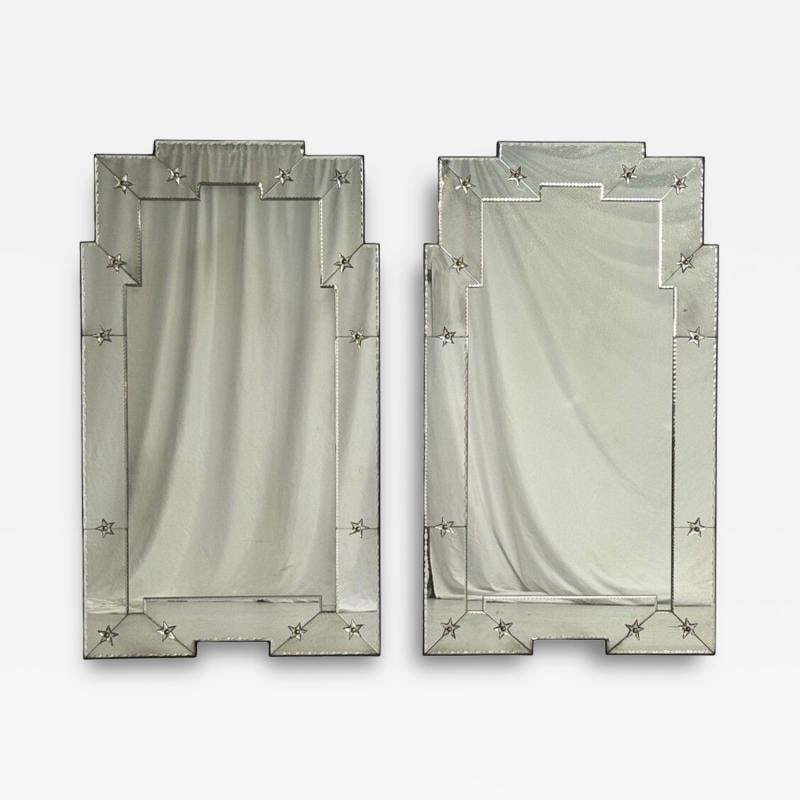 Art Deco Style, Antique and Beveled Glass, Venetian Wall Mirrors, 21st C.: Title: Art Deco Style, Antique and Beveled Glass, Venetian Wall Mirrors, 21st C. Description: Hollywood Regency Style, Venetian Wall, Console, or Pier Mirrors, Antiqued Glass, Beveled, 21st C. This
