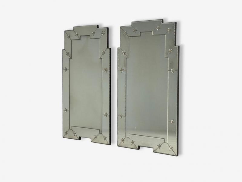 Art Deco Style, Antique and Beveled Glass, Venetian Wall Mirrors, 21st C. - 2