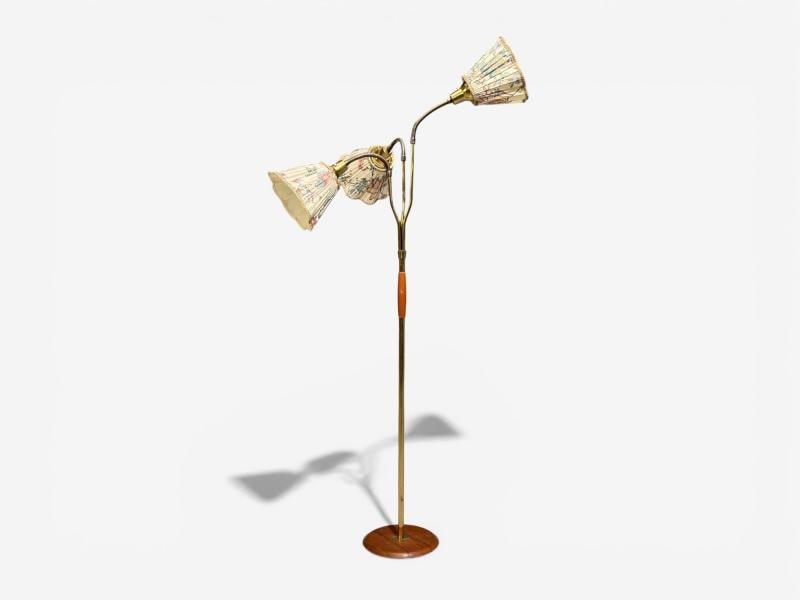 Swedish Modern, Adjustable Floor Lamp, Wood, Metal, Fabric, Sweden, 1950s - 3